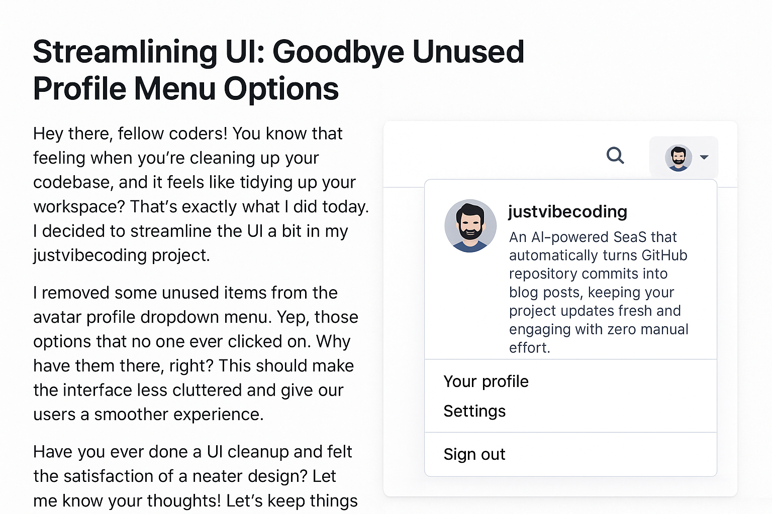 Streamlining UI: Goodbye Unused Profile Menu Options